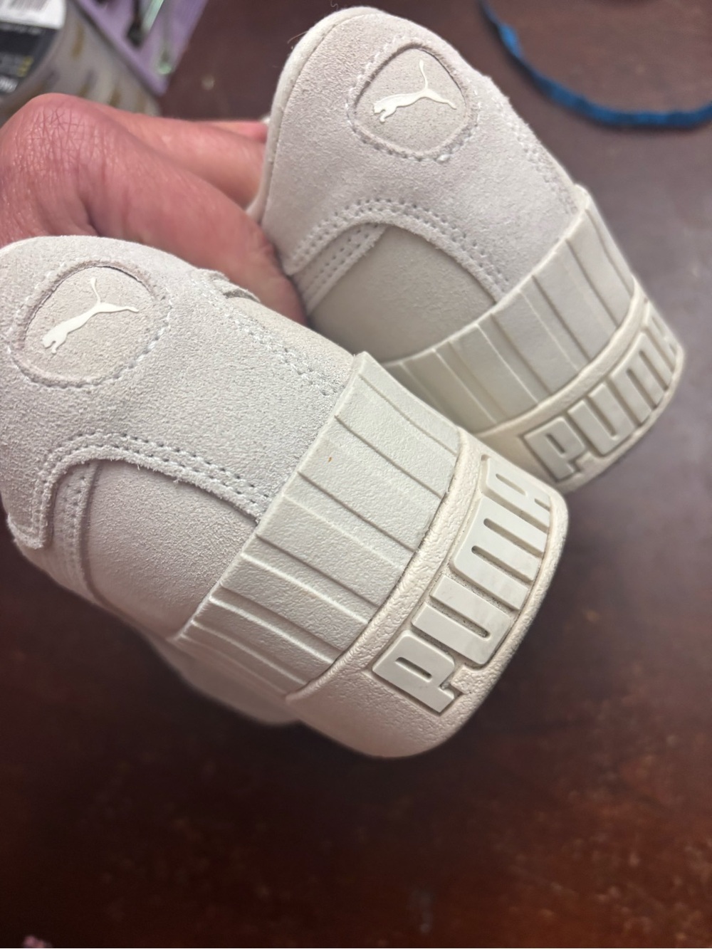 Puma marshmallow Cali trainer tonal wedge sneaker full suede upper 8 athletic - Picture 4 of 10